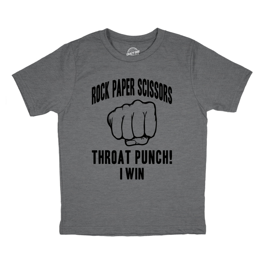 Youth Rock Paper Scissors Throat Punch T Shirt Funny Sarcastic Humor Novelty Tee For Kids Image 1