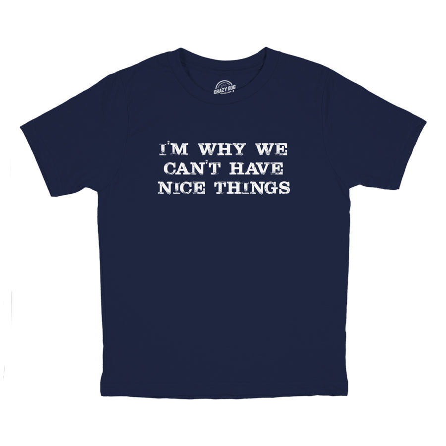 Youth Im Why We Cant Have Nice Things T Shirt Funny Trouble Maker Tee For Kids Image 1