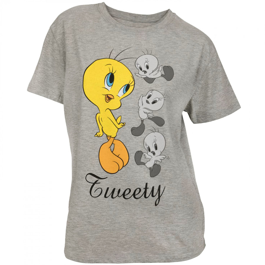 Looney Tunes Tweety Bird Cute Poses Juniors T-Shirt Image 1