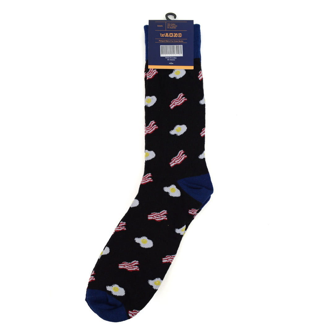 Bacon and Eggs Socks Mens Breakfast Novelty Socks Blue Dad Gift Fun Cool Socks Image 4