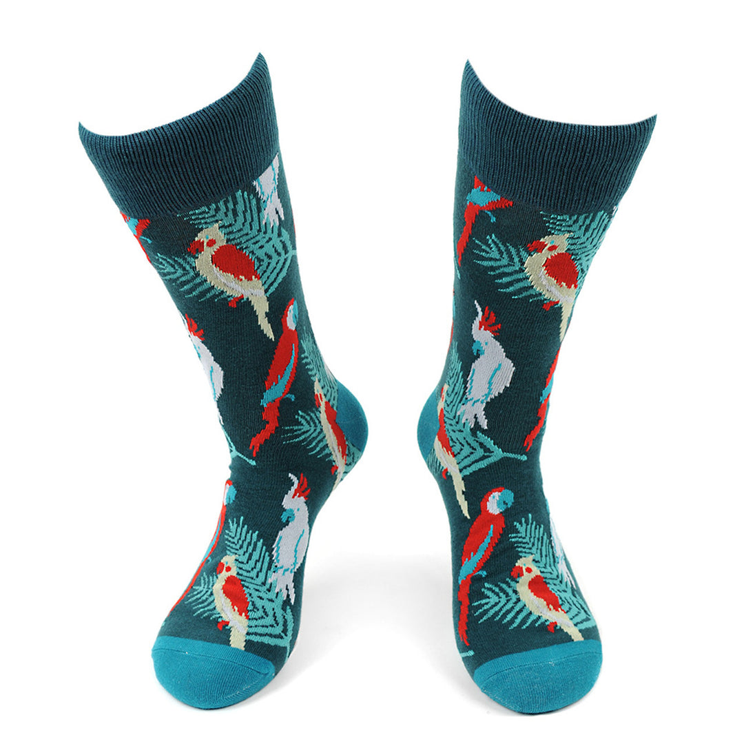 Tropical Birds Novelty Socks Caribbean Island Party Crew Socks Groomsmen Wedding Socks Virgin Islands Puerto Rico Wild Image 1