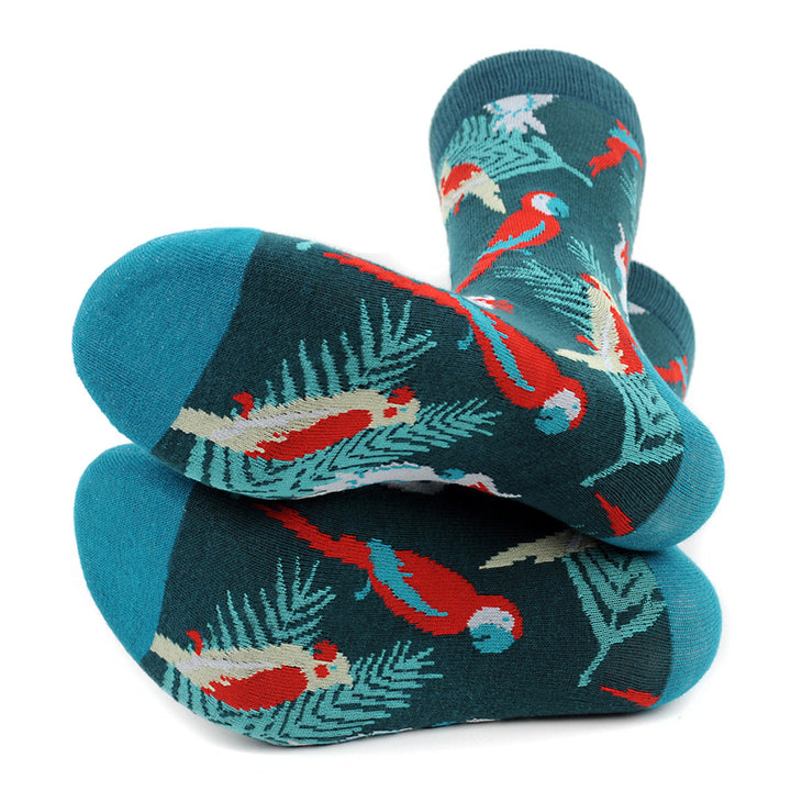 Tropical Birds Novelty Socks Caribbean Island Party Crew Socks Groomsmen Wedding Socks Virgin Islands Puerto Rico Wild Image 3