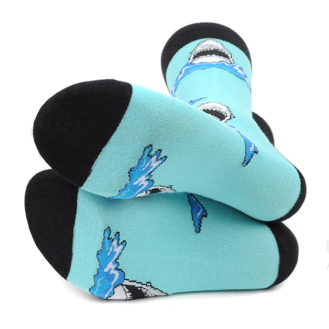 Jaws Socks Funny Shark Personalized Sock Crazy killer Ocean Shark Crew Socks Groomsmen Wedding Socks Image 4