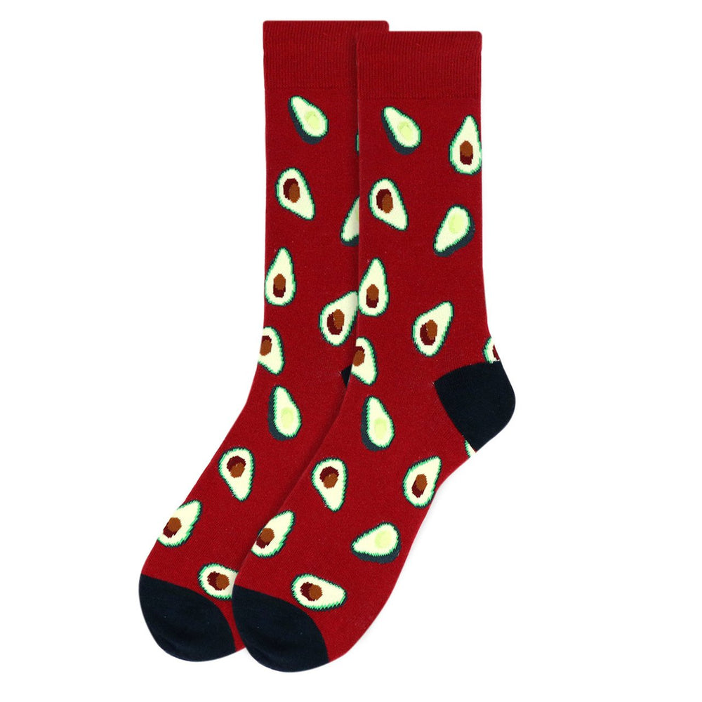 Fun Socks Mens Avocado Novelty Socks Burgundy For Guacamole Lovers Everywhere Dad Gifts Image 2