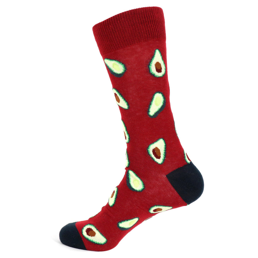 Fun Socks Mens Avocado Novelty Socks Burgundy For Guacamole Lovers Everywhere Dad Gifts Image 1