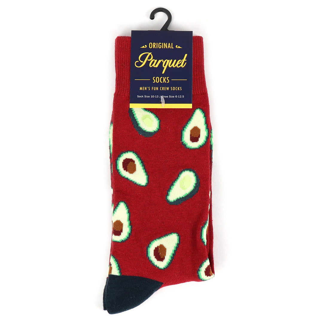 Fun Socks Mens Avocado Novelty Socks Burgundy For Guacamole Lovers Everywhere Dad Gifts Image 3