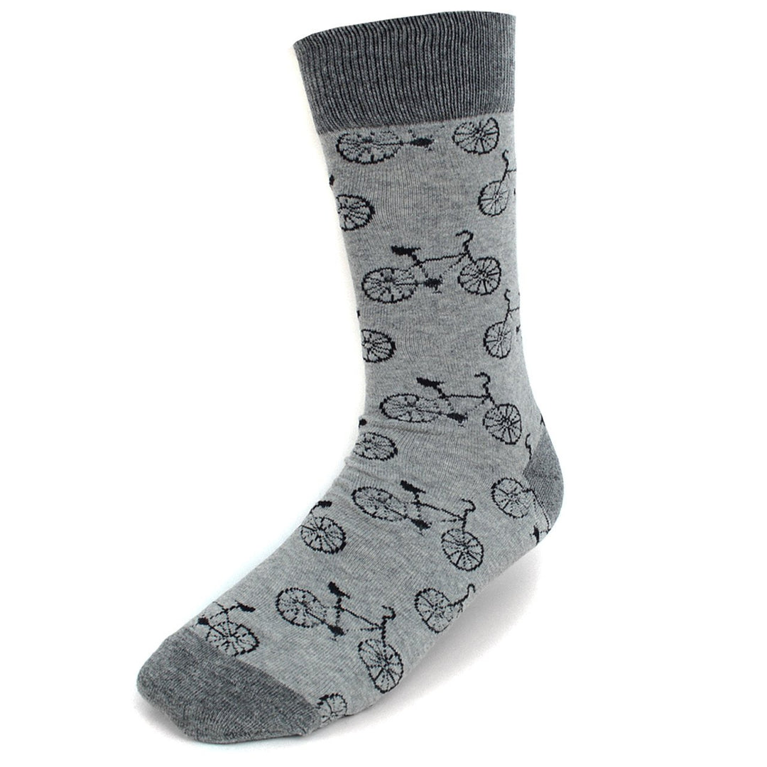 Mens Bicycle Novelty Sock Funny Socks Bike Gifts Cool Socks Funny Groomsmen Socks Grey Image 1