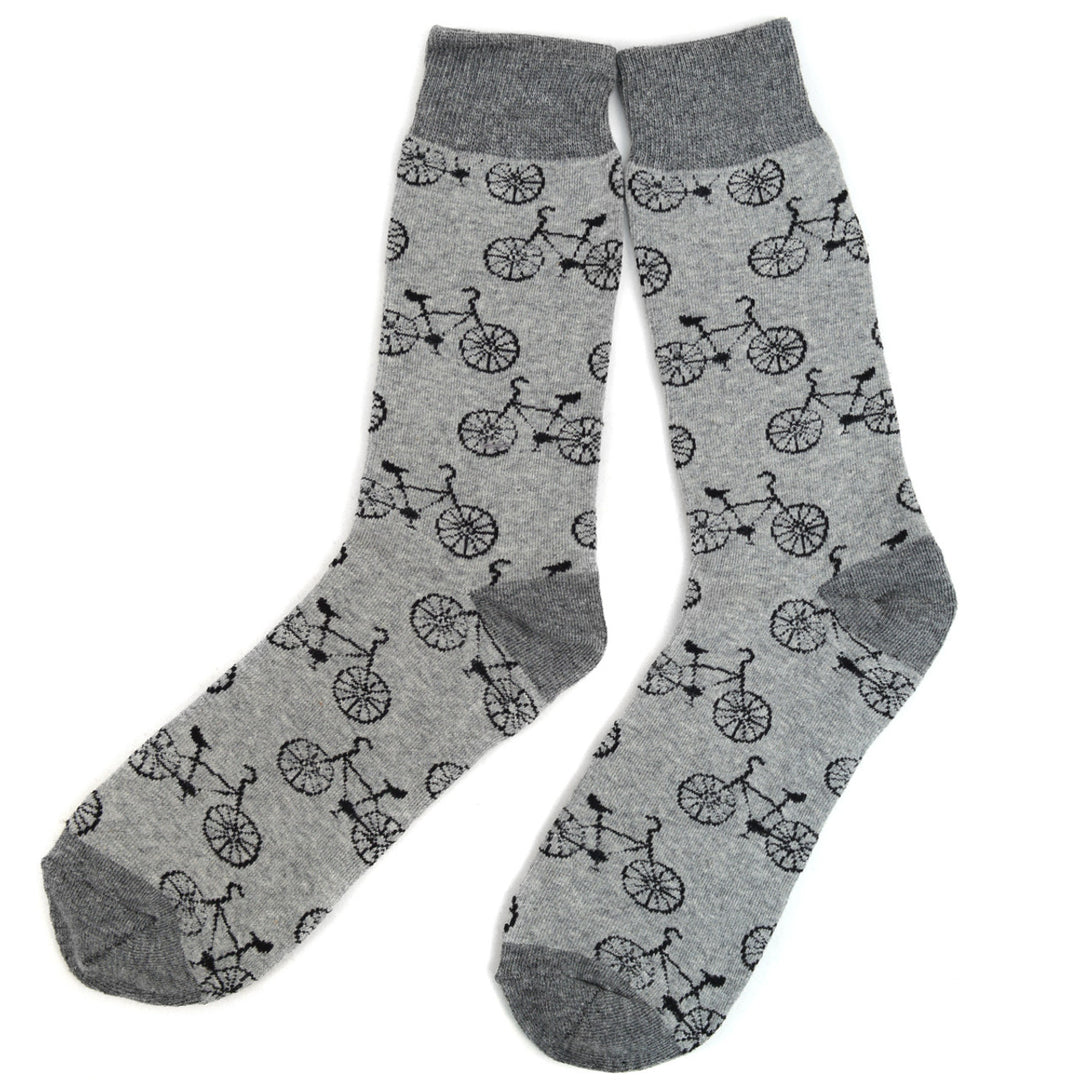 Mens Bicycle Novelty Sock Funny Socks Bike Gifts Cool Socks Funny Groomsmen Socks Grey Image 2