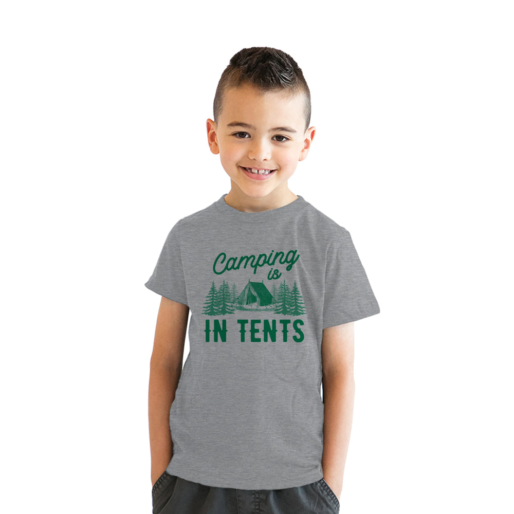 Youth Camping Is In Tents T Shirt Funny Intense Outdoors Hiking Camp Tee For Kids Image 2