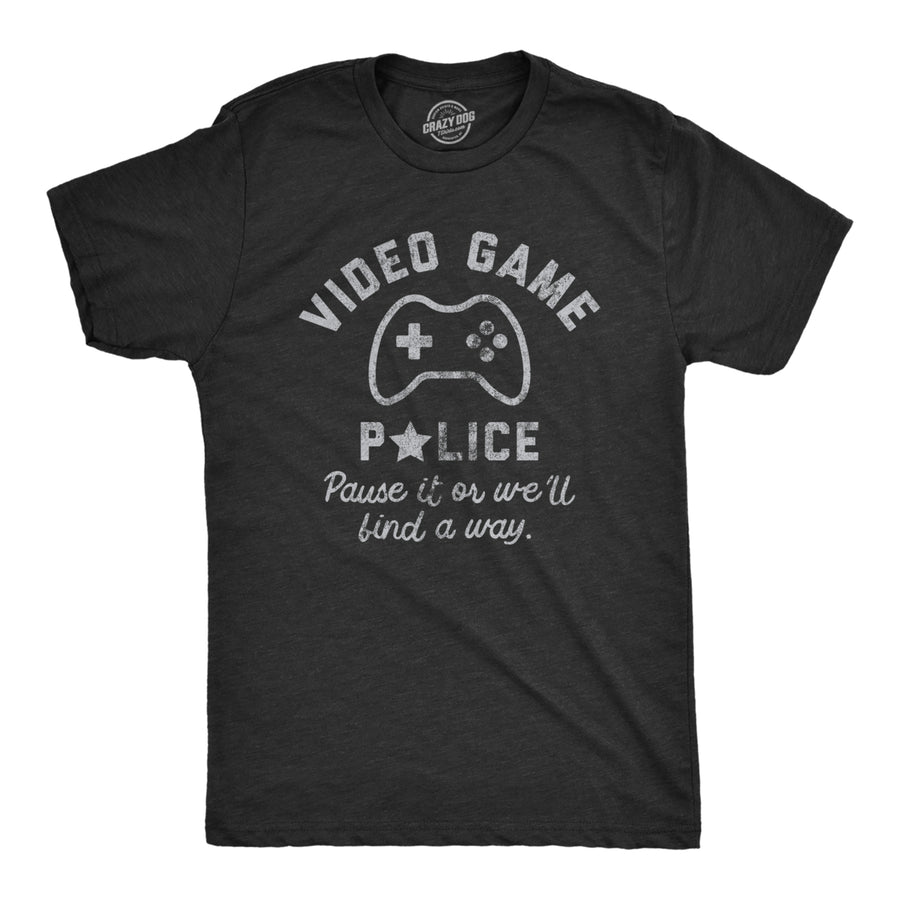 Mens Video Game Police T Shirt Funny Video Gamer Controller Joke Tee For Guys Image 1