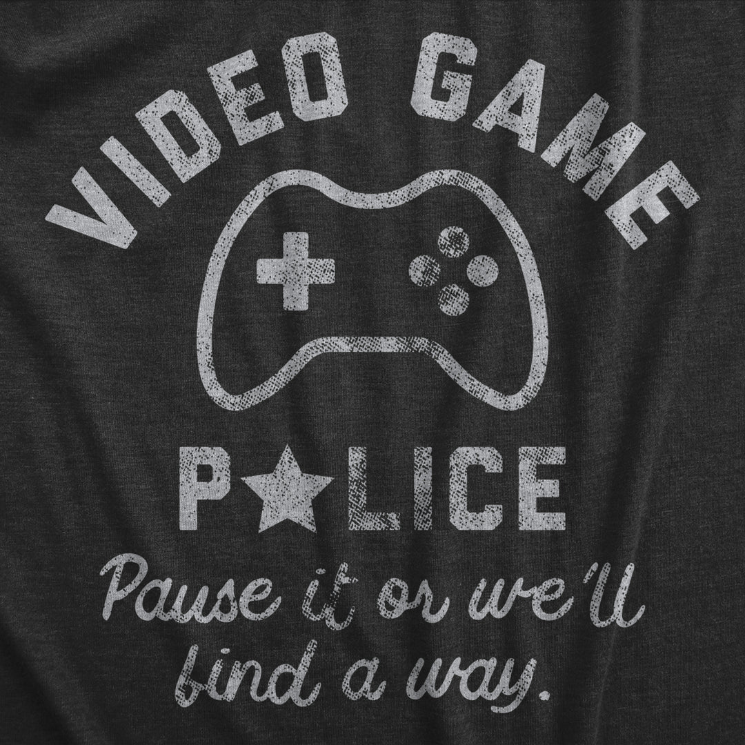 Mens Video Game Police T Shirt Funny Video Gamer Controller Joke Tee For Guys Image 2