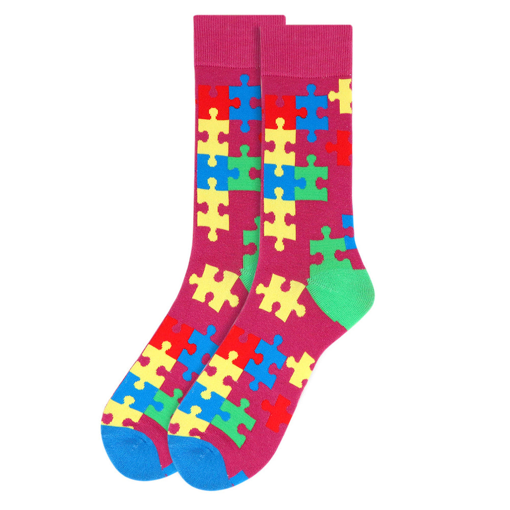 Autism Awareness Socks Puzzle Pieces Image 2