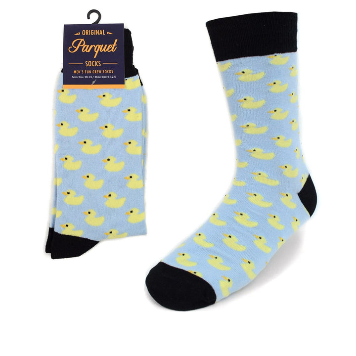 Rubber Ducky Socks Blue Yellow Ducklings Fun Crew Socks Image 4