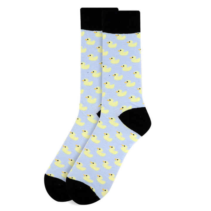 Rubber Ducky Socks Blue Yellow Ducklings Fun Crew Socks Image 3