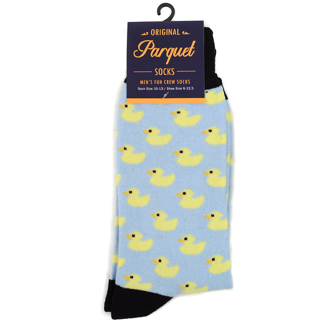 Rubber Ducky Socks Blue Yellow Ducklings Fun Crew Socks Image 4