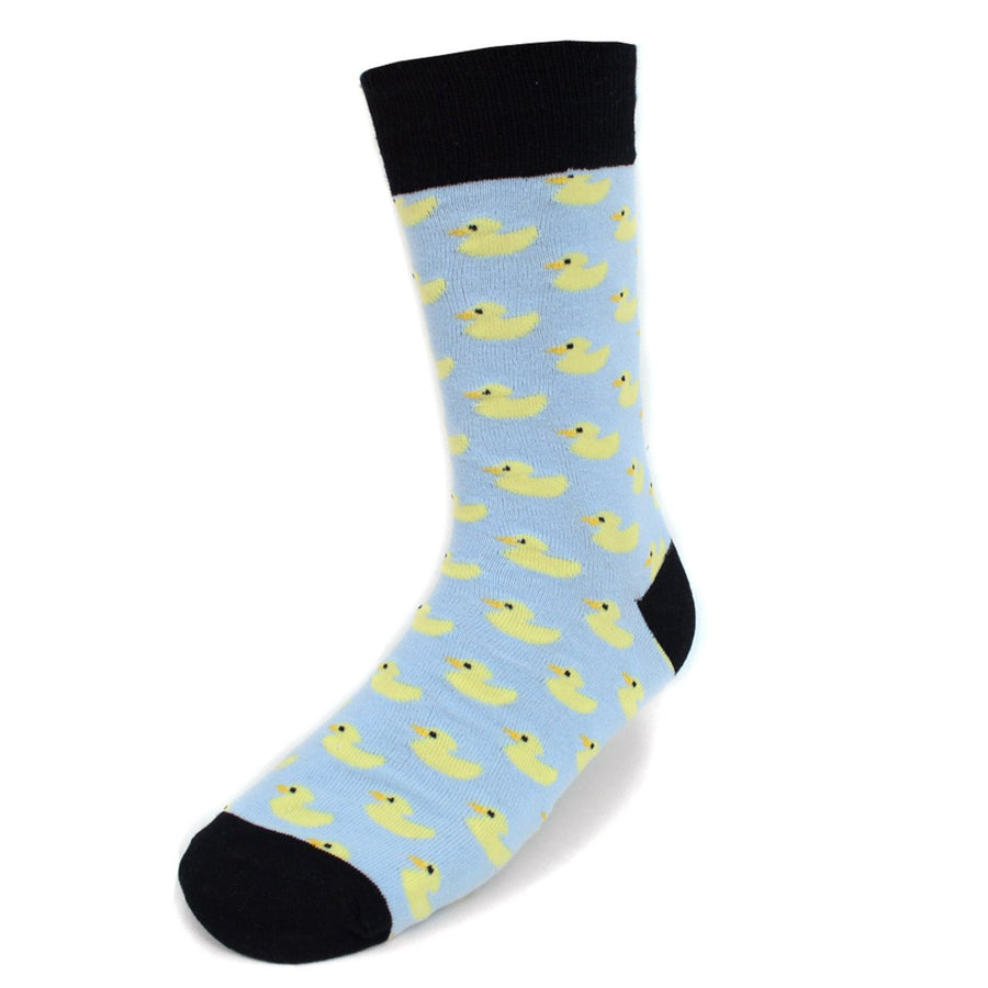 Rubber Ducky Socks Blue Yellow Ducklings Fun Crew Socks Image 1