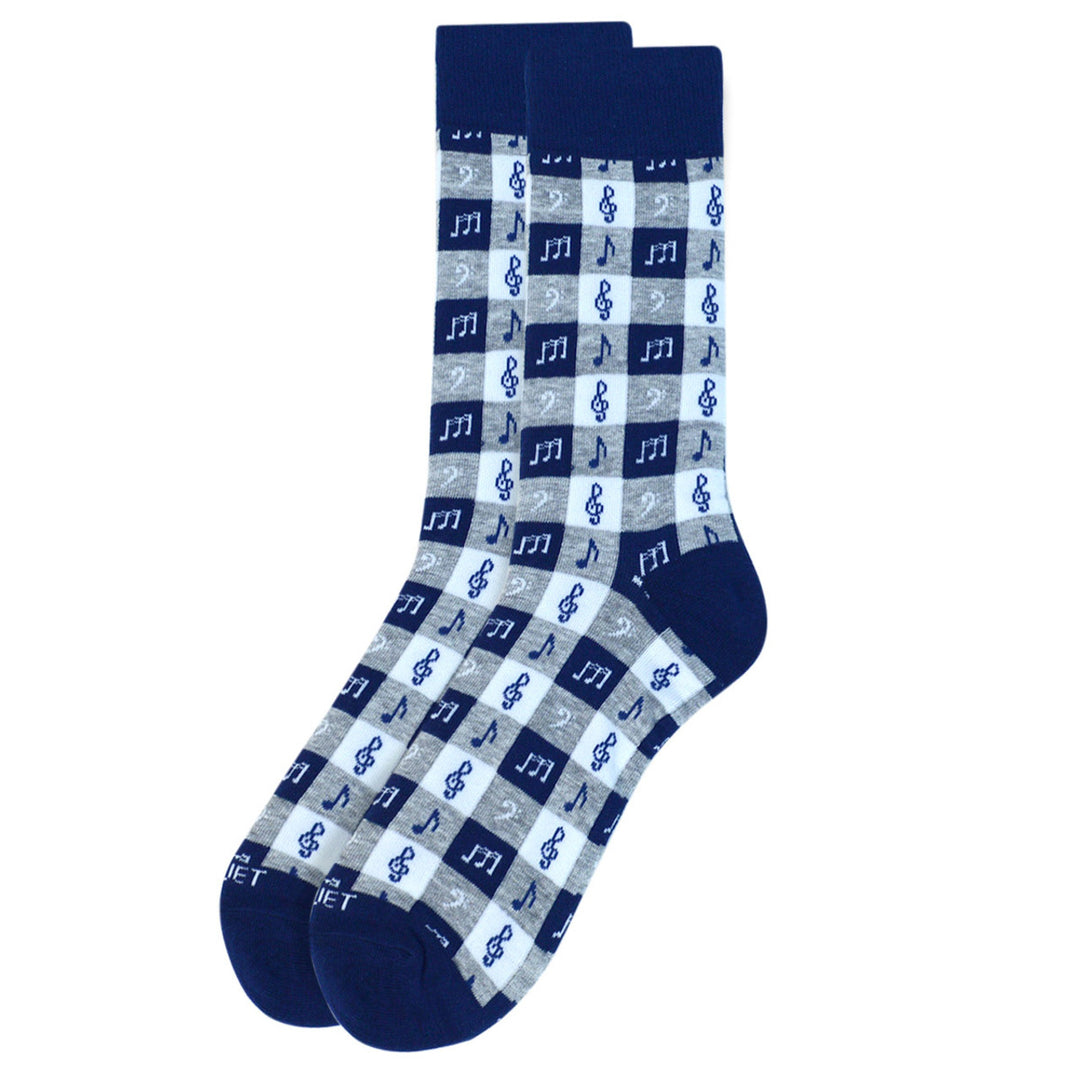 Music Note Novelty Sock Funny Socks Music Lover Gifts Cool Socks Funny Groomsmen Socks Premium Collection Blue and White Image 1