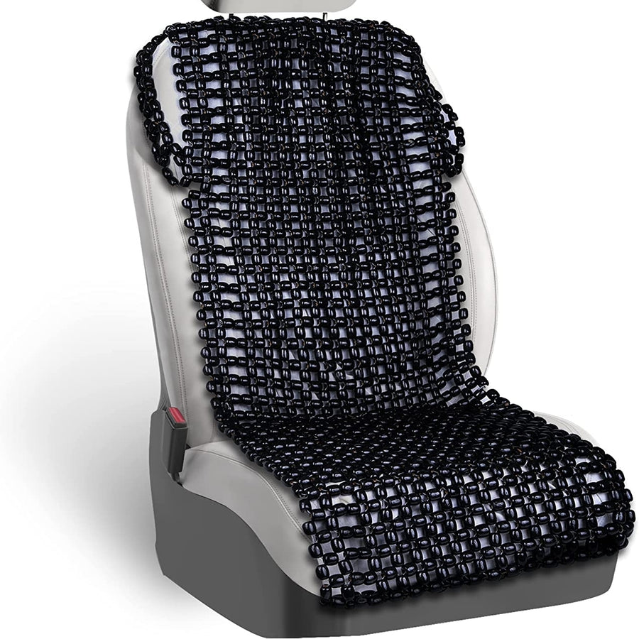 Zone Tech Black Wooden Beaded Comfort Seat Cover-Premium Quality Full Car Driver Massaging Cool Comfortable Seat Cushion Image 1