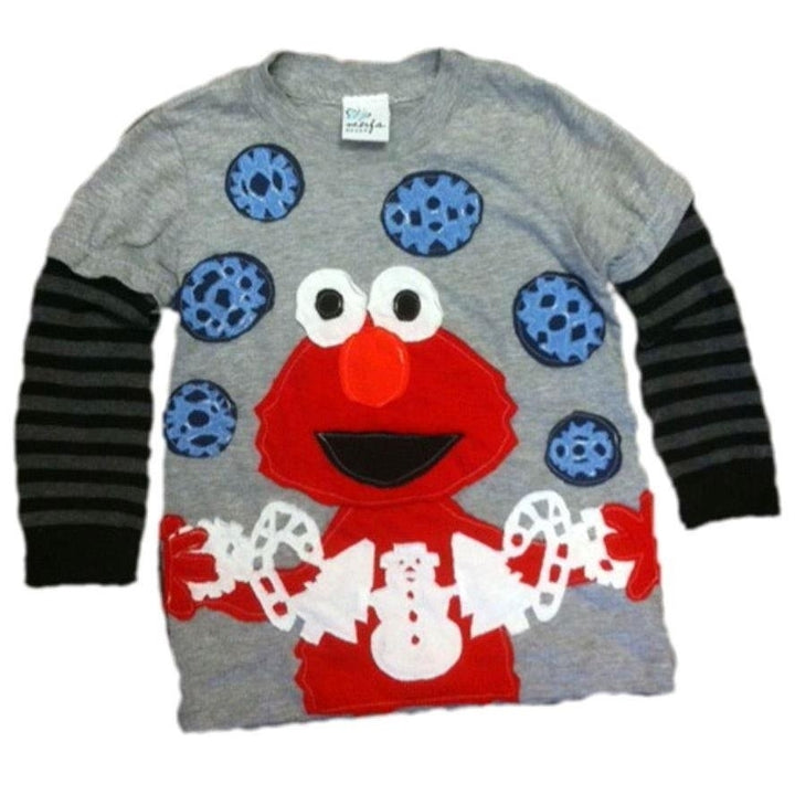 Morfs Elmo Holiday Snowflake Long Sleeve Top Baby Boys Sesame Street T-Shirt Image 1