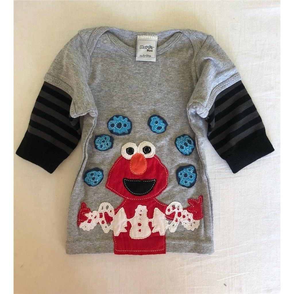 Morfs Elmo Holiday Snowflake Long Sleeve Top Baby Boys Sesame Street T-Shirt Image 2