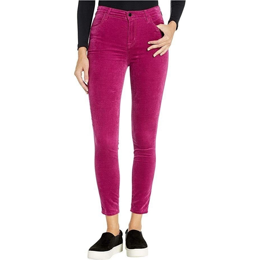 J Brand Alana High Rise Velvet Ankle Skinny Jeans Magenta 28 x 26.5 NWT 228 Image 1