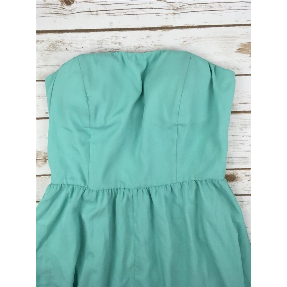 MM Couture By Miss Me Jeans Dress High Low Strapless Bustier Padded Mint Green M Image 2