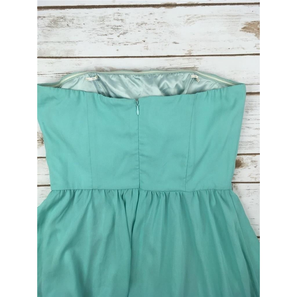 MM Couture By Miss Me Jeans Dress High Low Strapless Bustier Padded Mint Green M Image 3