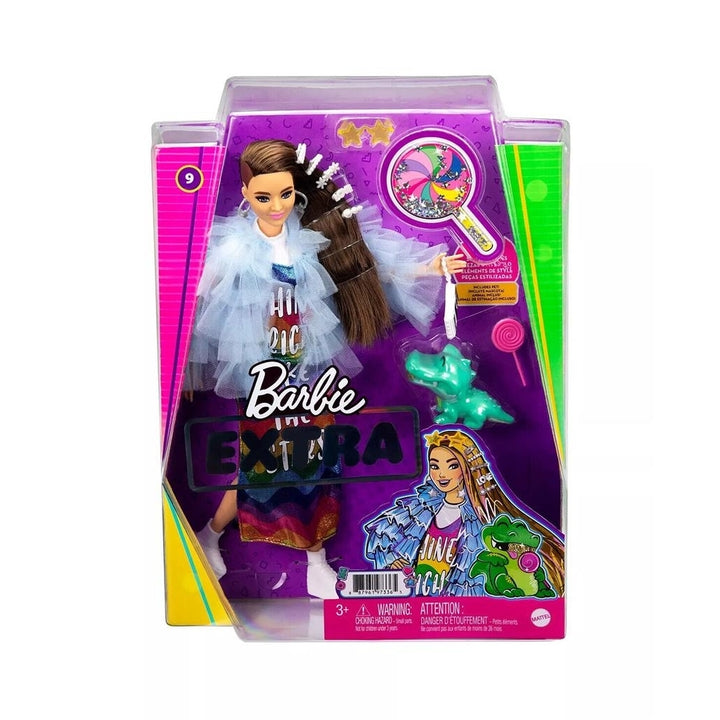 Mattel Barbie Extra Doll 9 Rainbow Dress Crocodile 15 Piece Fashion Accessories Image 2
