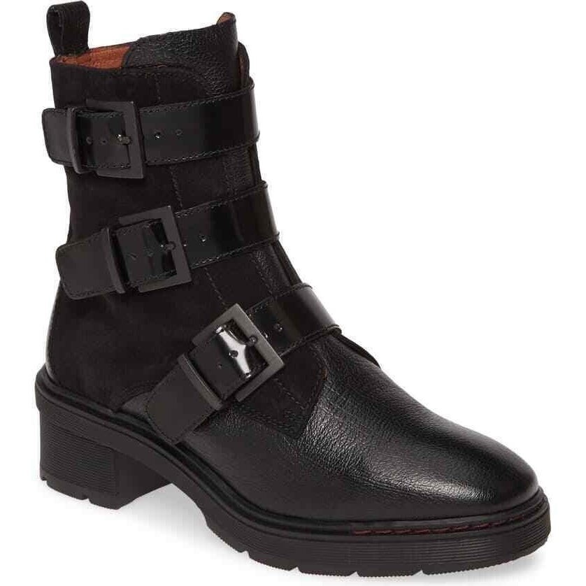 Womens Hispanitas Boots Vali Military Black Buckle Booties Arch Support 11 220 Image 1