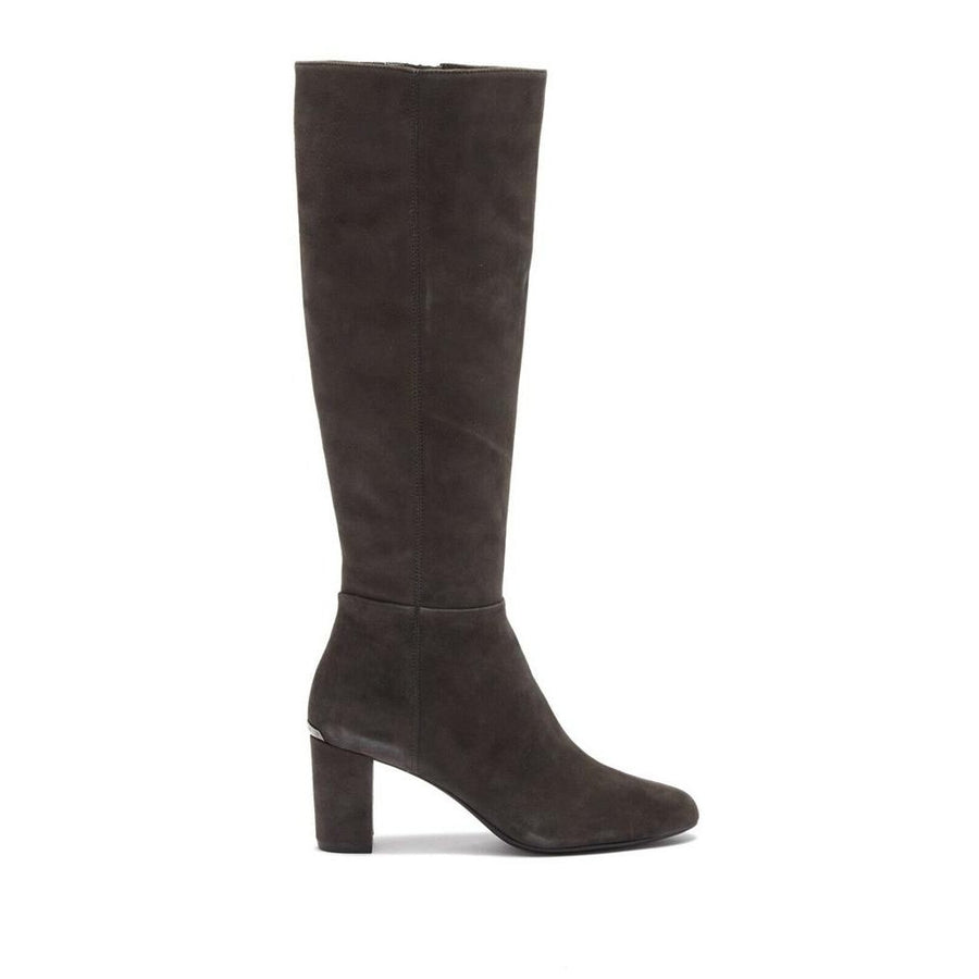 Womens Michael Kors Boots Lucy Dark Grey Suede Knee High Heeled Tall 8 295 Image 1