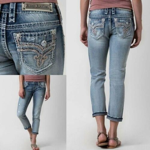 Rock Revival Jeans Low Rise Betty Skinny Cropped Faux Flap Pockets Stretch Jean Image 1