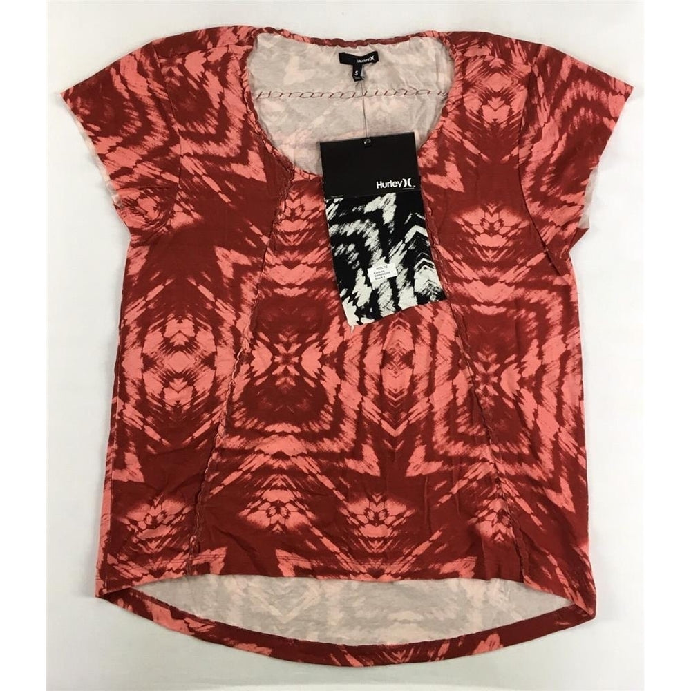 Hurley Shirt Kane Tie Dye Aztec Printed Short Sleeve Top Stretch Blouse Small Image 2
