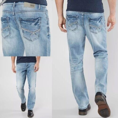 Buckle BKE Jeans Mens Low Rise Nolan Straight Leg Stretch Light Wash 40 x 32 Image 1