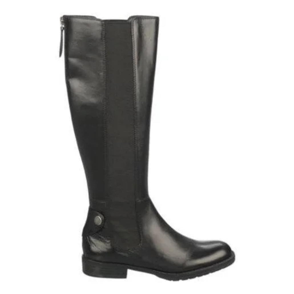 Womens Franco Sarto Riding Boots Tahini Tall Gore Leather Zip Knee Black 6 Image 1