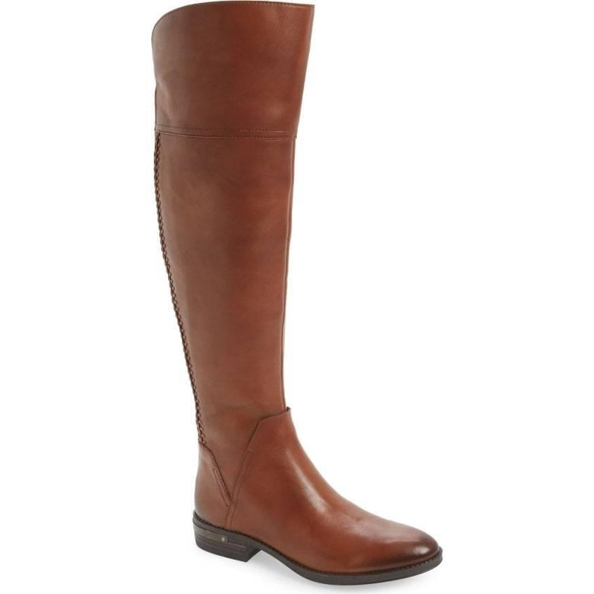 Vince Camuto Pedra Over The Knee OTK Leather Brown Riding Boot 5 Wide Calf $229 Image 1