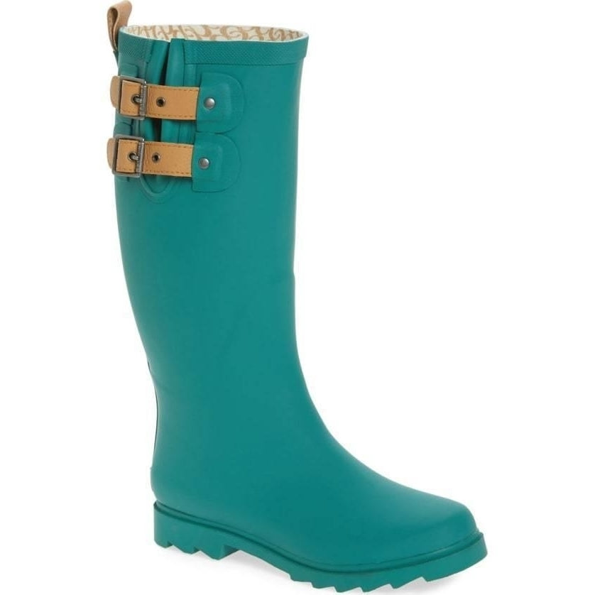 Womens Chooka Boots Top Solid Green Tall Pull on Knee High Rain Waterproof 6 M Image 1