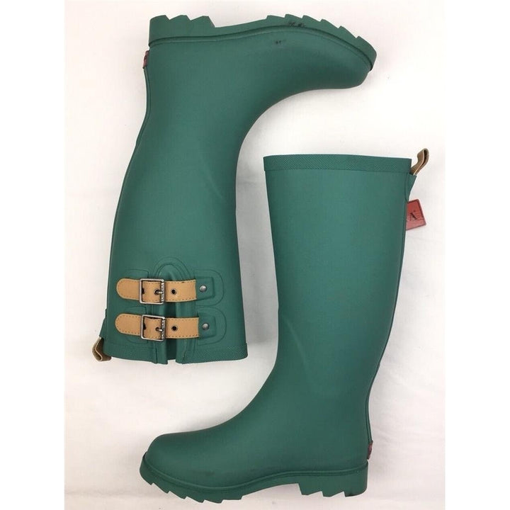 Womens Chooka Boots Top Solid Green Tall Pull on Knee High Rain Waterproof 6 M Image 4