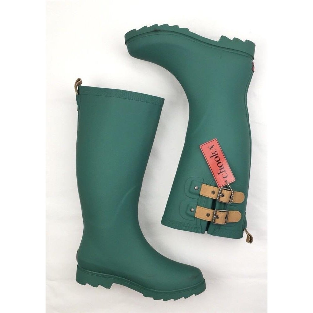 Womens Chooka Boots Top Solid Green Tall Pull on Knee High Rain Waterproof 6 M Image 6