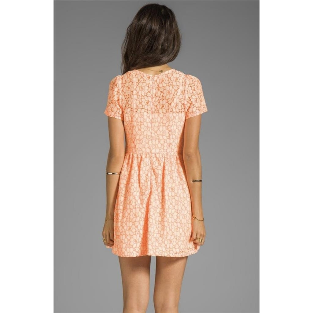 Miss Me Jeans Bright Orange MM Couture Short Sleeve Country Lace Lined Dress S Image 3