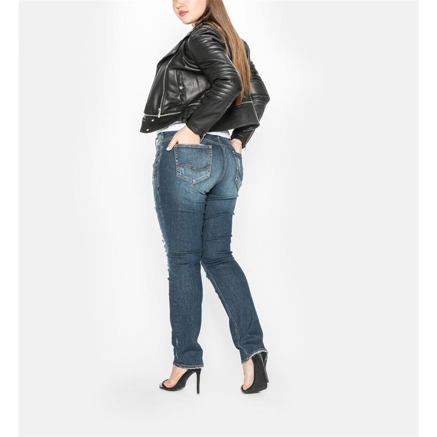 Silver Jeans Mid Rise Suki Skinny Destroyed Dark Stretch Womens Plus 16 x 31 Image 1
