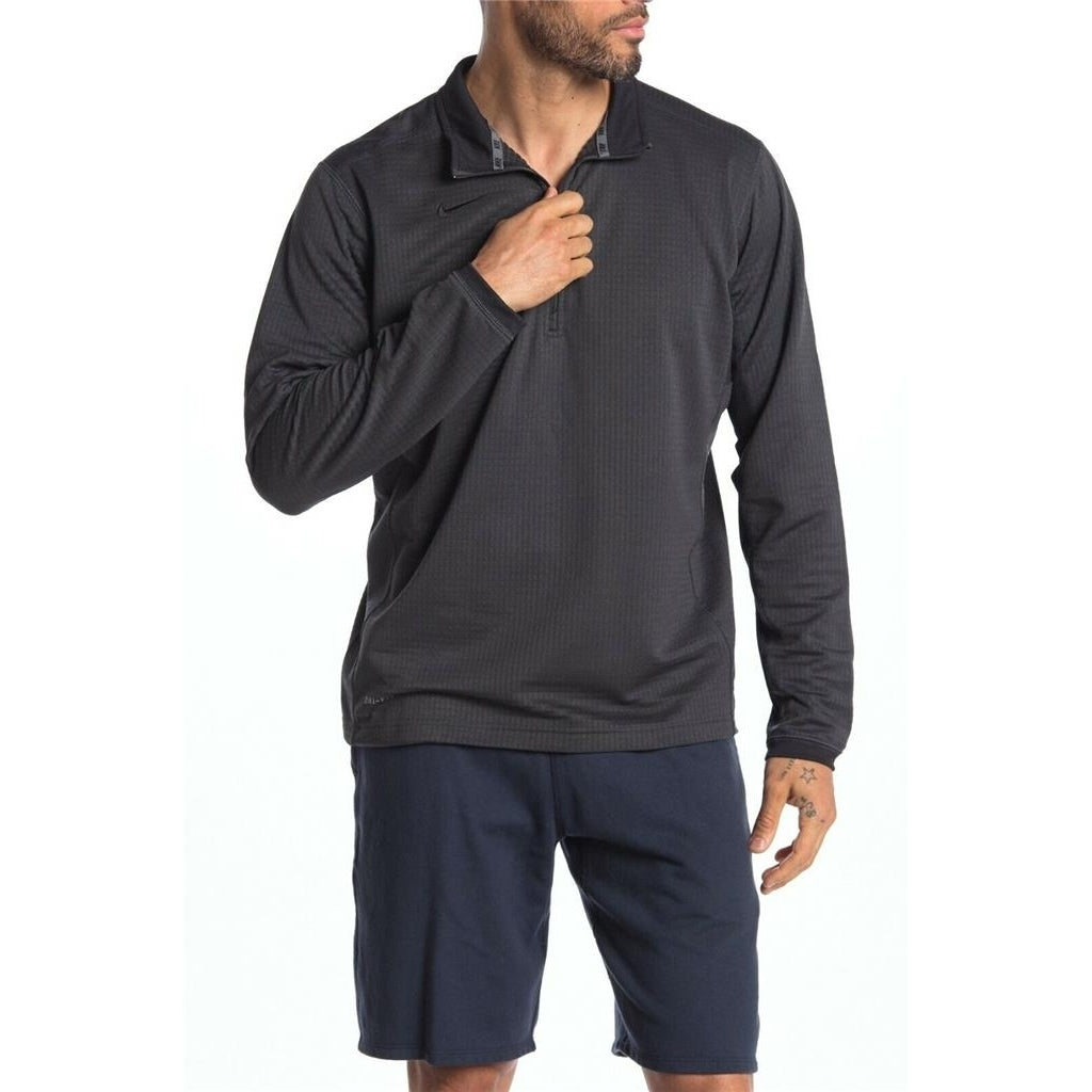 Men Nike Pullover Textrued Dri Fit 1/4 Zip Black Long Sleeve Jacket Top S 642042 Image 1
