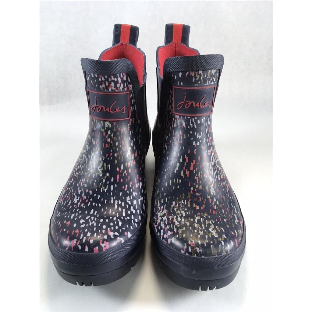 Womens Joules Boots Wellibob Rain Ankle Booties Print Navy Speckle Waterproof 5 Image 2