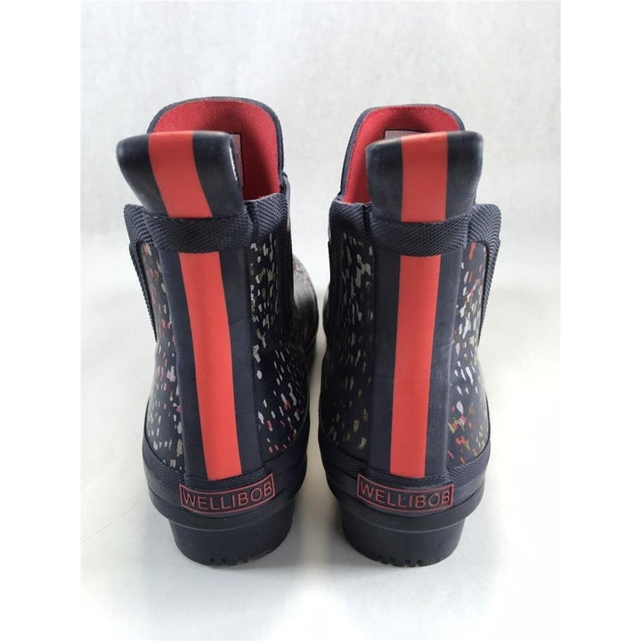 Womens Joules Boots Wellibob Rain Ankle Booties Print Navy Speckle Waterproof 5 Image 3
