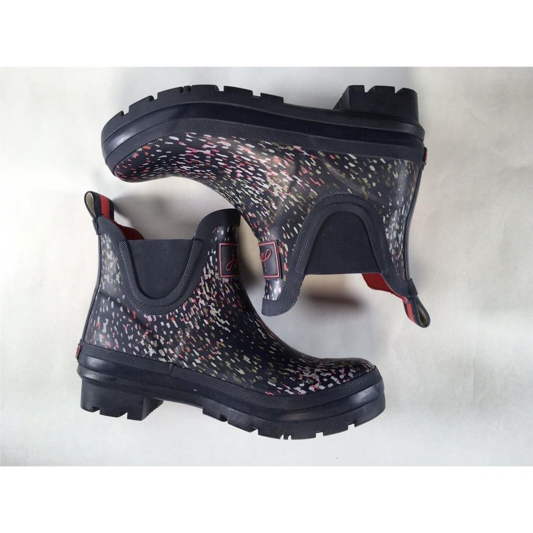 Womens Joules Boots Wellibob Rain Ankle Booties Print Navy Speckle Waterproof 5 Image 4