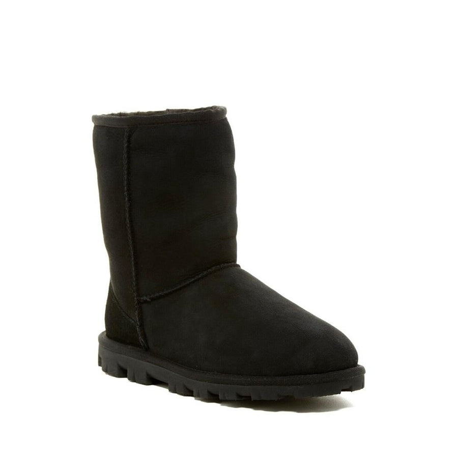 Womens Ugg Australia Boots Essential Short Booties Leather Shearling Black 5 Image 1