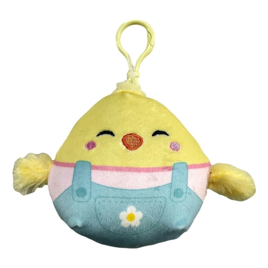 Squishmallows 2022 Easter Squad Aimee The Chick Overall Clip 3.5" Plush Keychain Image 1