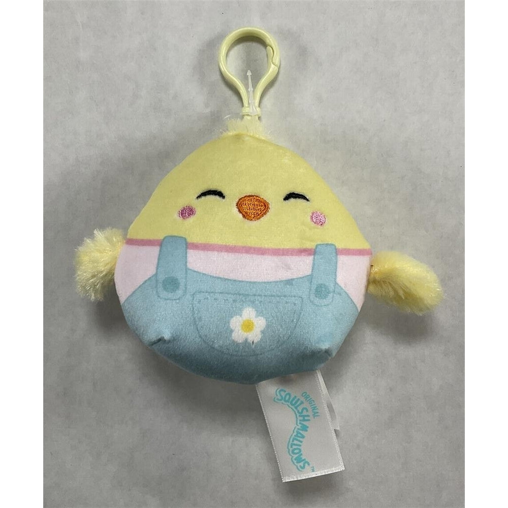 Squishmallows 2022 Easter Squad Aimee The Chick Overall Clip 3.5" Plush Keychain Image 2