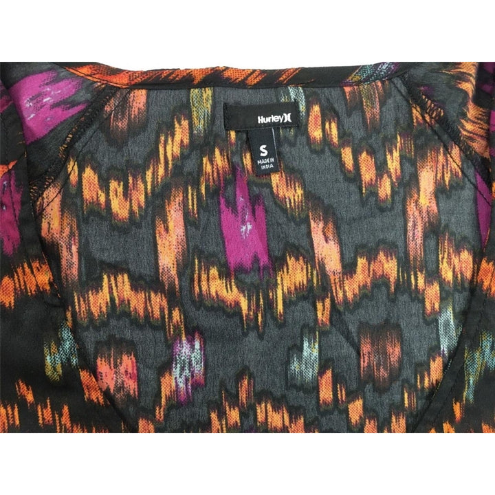 Hurley Top Cleo Black Southwestern Aztec Printed Blouse Shirt Small S Womens Image 4