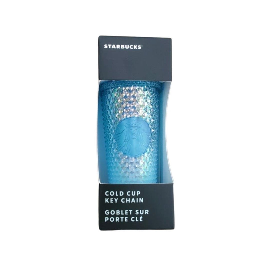 Starbucks 2023 Glacier Blue Cold Cup Keychain Ombre Gradient Bling Studded Image 1