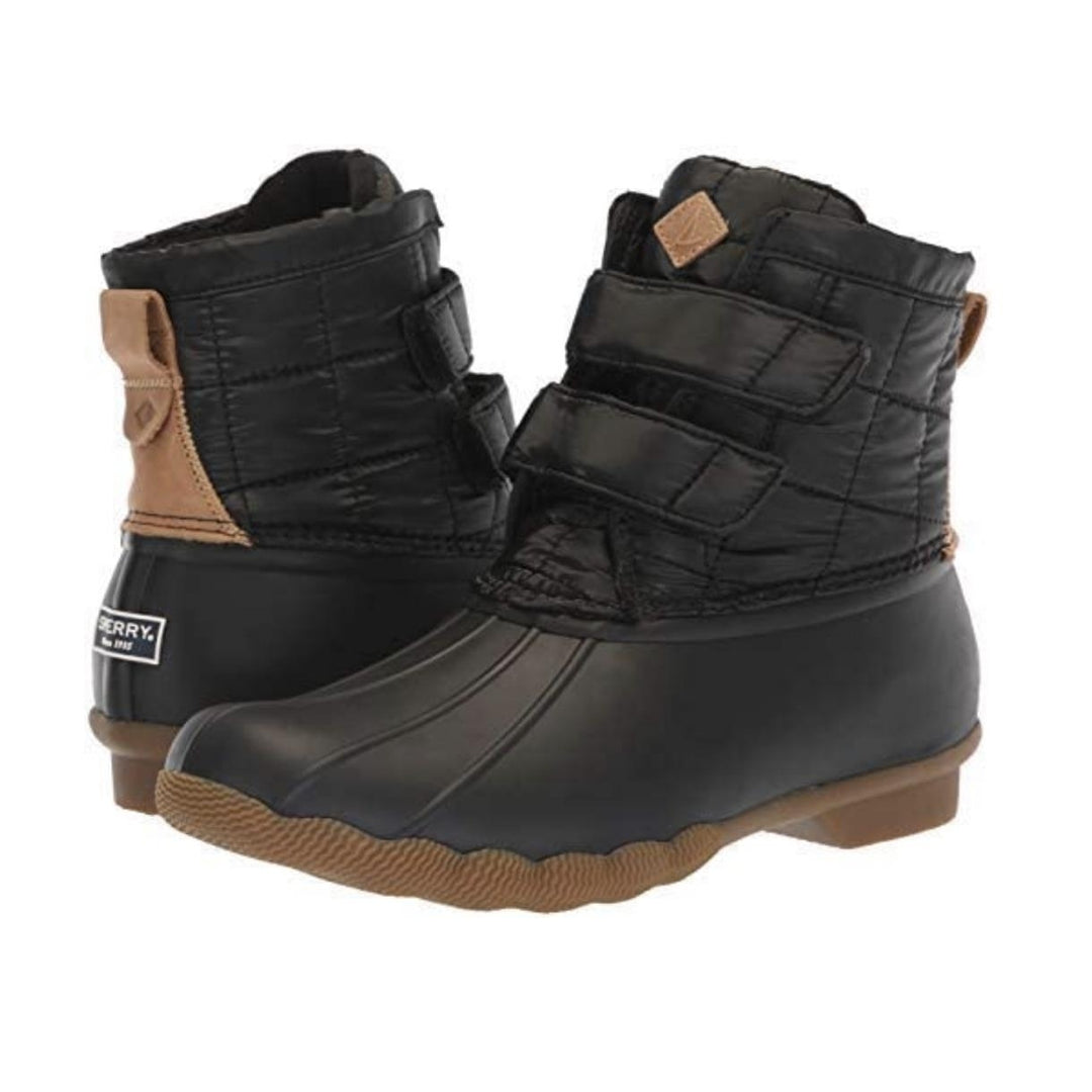Sperry Top-Sider Saltwater Jetty Quilted Nylon Duck Boots Rain Booties Black 5 Image 1